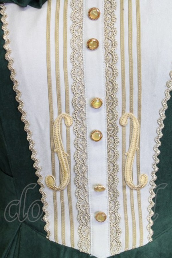 画像7: Miss Point / バイオリン刺繍長袖ワンピース M グリーン T-25-12-31-016-0-OP-SA-ZT (7)