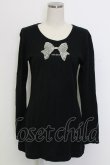 画像1: PINK HOUSE / 水玉リボンptTシャツ L ブラック T-25-12-31-003-LO-TS-SA-ZT (1)