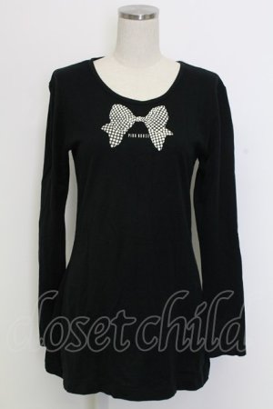 画像: PINK HOUSE / 水玉リボンptTシャツ L ブラック T-25-12-31-003-LO-TS-SA-ZT439