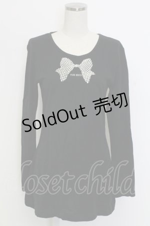 画像: PINK HOUSE / 水玉リボンptTシャツ L ブラック T-25-12-31-003-LO-TS-SA-ZT439