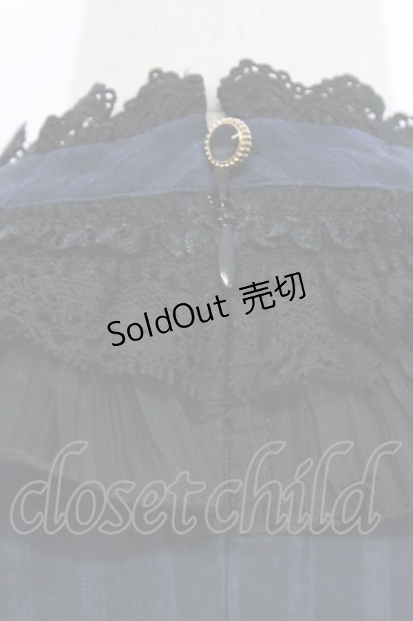 画像4: Miss Point / 立ち襟ビジュージャボ付きストライプワンピース  ネイビーＸ黒 T-25-12-31-017-0-OP-SA-ZT (4)