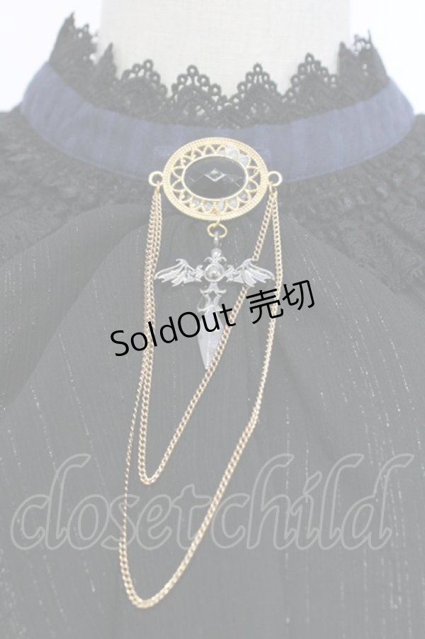 画像5: Miss Point / 立ち襟ビジュージャボ付きストライプワンピース  ネイビーＸ黒 T-25-12-31-017-0-OP-SA-ZT (5)