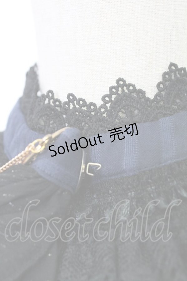 画像6: Miss Point / 立ち襟ビジュージャボ付きストライプワンピース  ネイビーＸ黒 T-25-12-31-017-0-OP-SA-ZT (6)