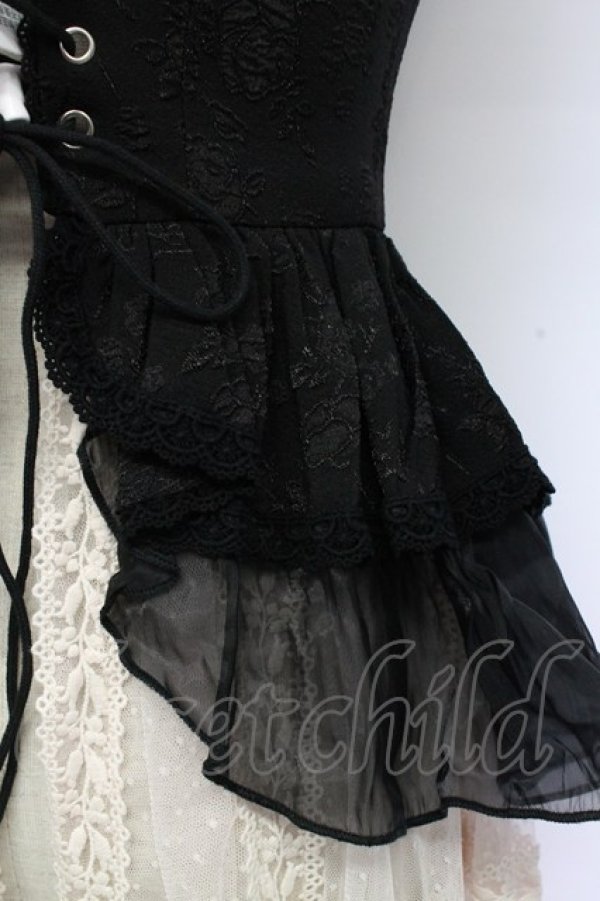 画像3: 熊逗醤 / ジャガードベスト&レースロングベスト  黒Ｘアイボリー T-25-12-31-018-0-TO-SA-ZT (3)