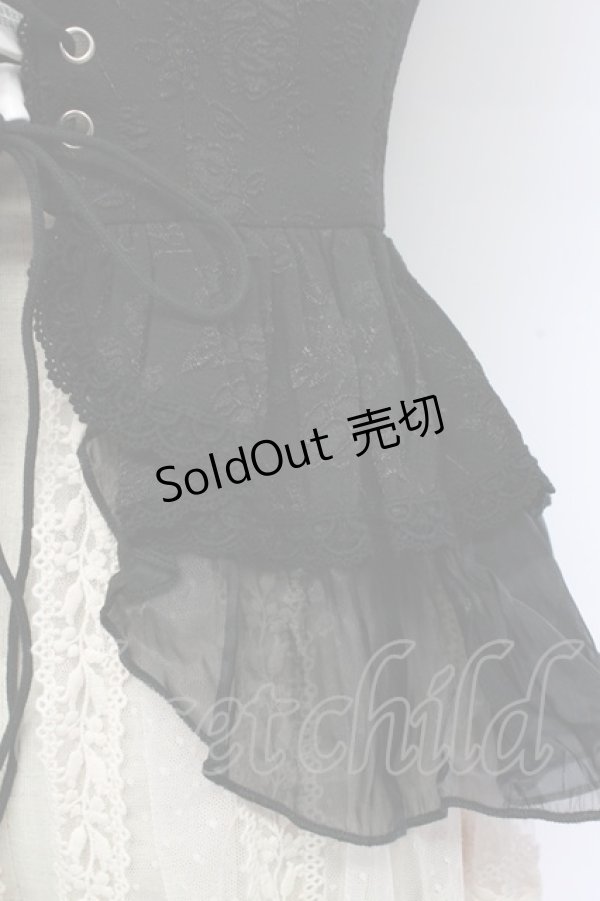 画像3: 熊逗醤 / ジャガードベスト&レースロングベスト  黒Ｘアイボリー T-25-12-31-018-0-TO-SA-ZT447 (3)