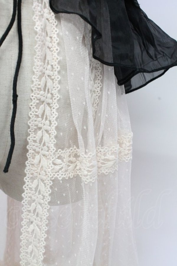 画像4: 熊逗醤 / ジャガードベスト&レースロングベスト  黒Ｘアイボリー T-25-12-31-018-0-TO-SA-ZT (4)