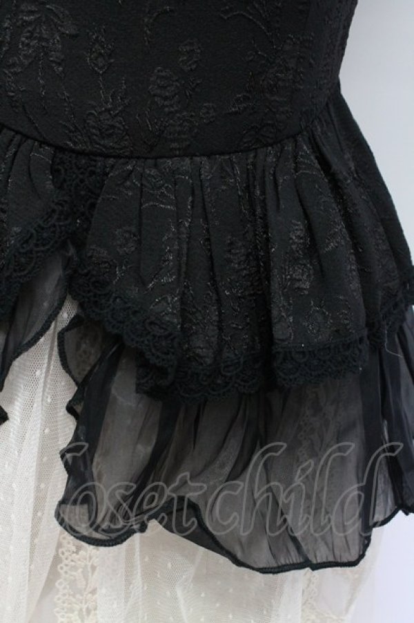 画像5: 熊逗醤 / ジャガードベスト&レースロングベスト  黒Ｘアイボリー T-25-12-31-018-0-TO-SA-ZT (5)