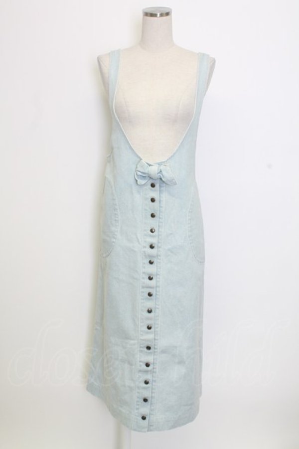 画像1: PINK HOUSE / かおくまワッペンデニムワンピース  ライトブルー T-25-12-31-024-LO-OP-SA-ZT (1)