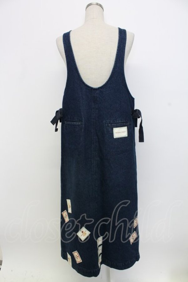 画像2: WONDERFUL WORLD / テディベアワッペンジャンパースカート  インディゴ T-25-12-31-027-LO-OP-SA-ZT (2)