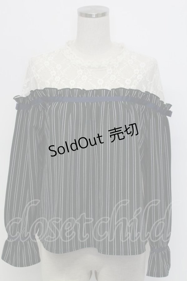 画像1: axes femme / レース切替レジメカットプルオーバー  グリーンＸアイボリー T-25-12-31-005-AX-TO-SA-ZT439 (1)