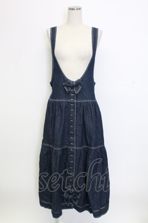画像1: PINK HOUSE / デニムリボンジャンパースカート  インディゴ T-25-12-31-028-LO-OP-SA-ZT (1)