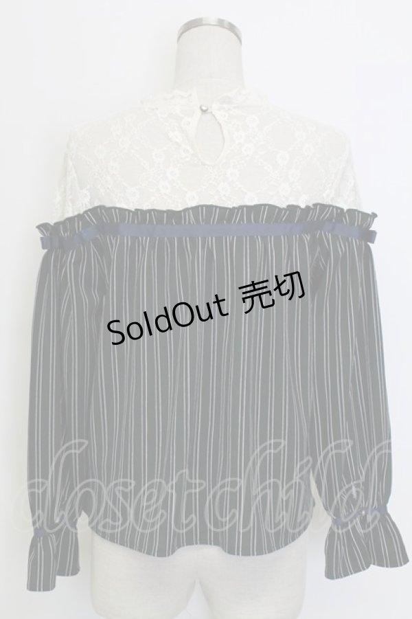 画像2: axes femme / レース切替レジメカットプルオーバー  グリーンＸアイボリー T-25-12-31-005-AX-TO-SA-ZT439 (2)