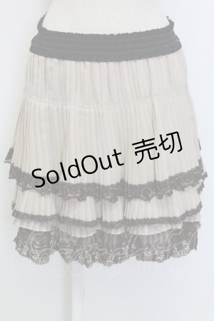 画像: axes femme / 裾薔薇レースプリーツスカート  ブラウンＸ黒 T-25-12-31-029-AX-SK-SA-ZT