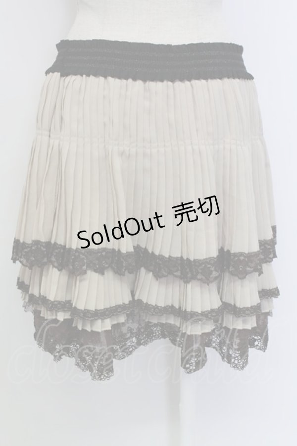 画像2: axes femme / 裾薔薇レースプリーツスカート  ブラウンＸ黒 T-25-12-31-029-AX-SK-SA-ZT (2)