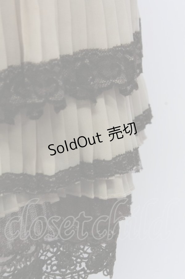 画像5: axes femme / 裾薔薇レースプリーツスカート  ブラウンＸ黒 T-25-12-31-029-AX-SK-SA-ZT (5)