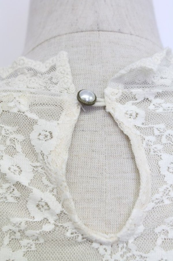 画像3: axes femme / レース切替レジメカットプルオーバー  グリーンＸアイボリー T-25-12-31-005-AX-TO-SA-ZT (3)