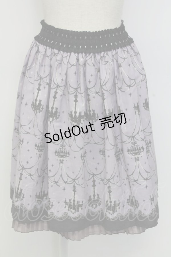 画像1: axes femme / シャンデリア柄スカート  ラベンダーＸ黒 T-25-12-31-031-AX-SK-SA-ZT (1)