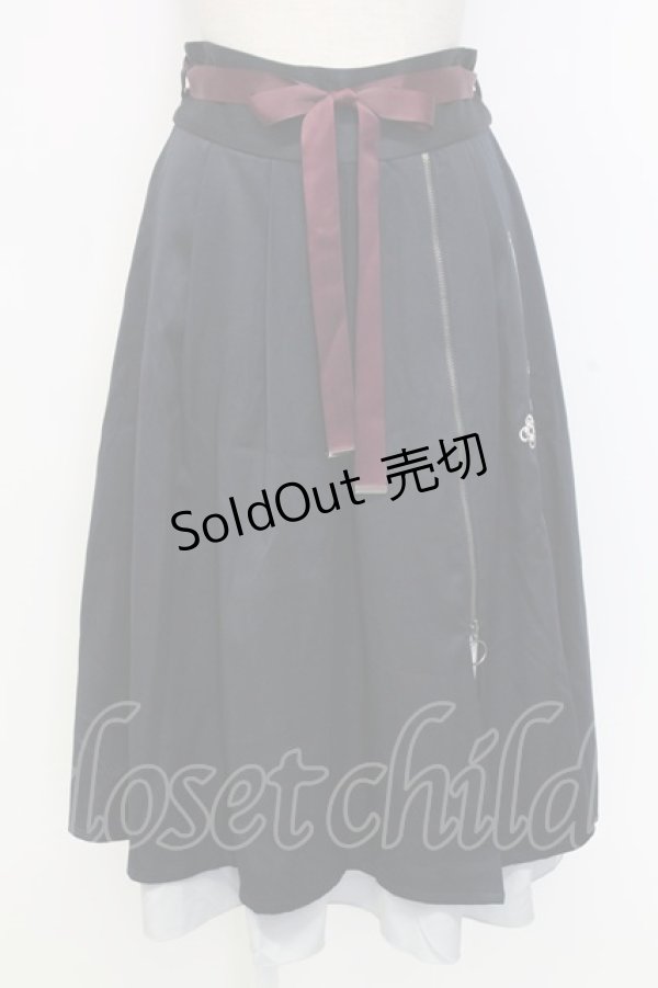 画像1: axes femme / チャイナ刺繍ジップ付スカート  ネイビー T-25-12-31-034-AX-SK-SA-ZT (1)