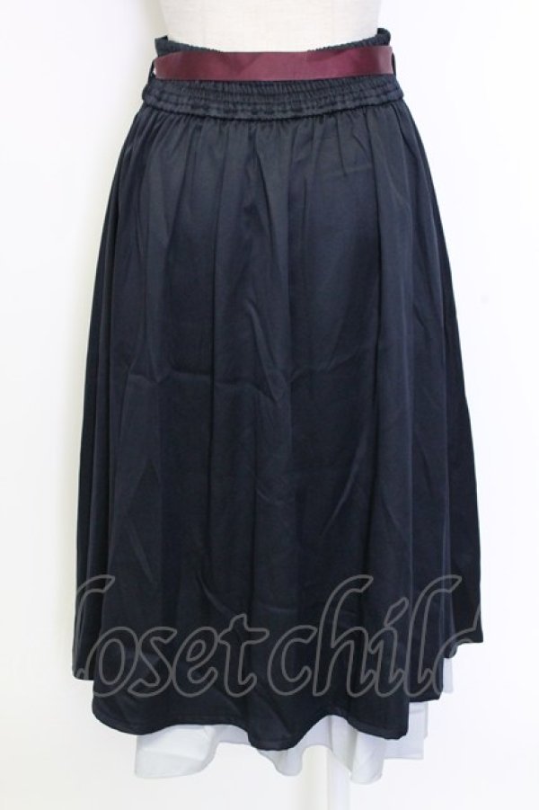 画像2: axes femme / チャイナ刺繍ジップ付スカート  ネイビー T-25-12-31-034-AX-SK-SA-ZT (2)