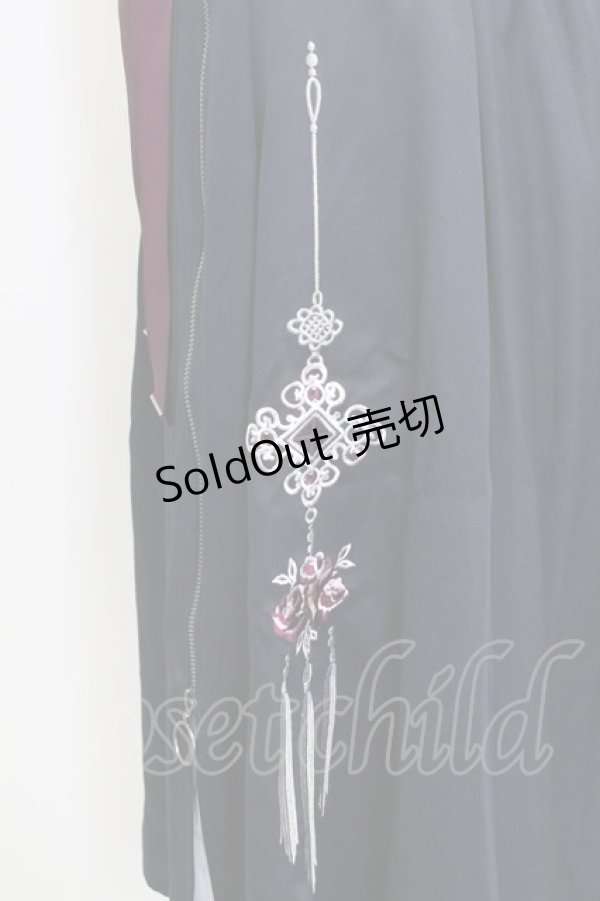 画像3: axes femme / チャイナ刺繍ジップ付スカート  ネイビー T-25-12-31-034-AX-SK-SA-ZT (3)