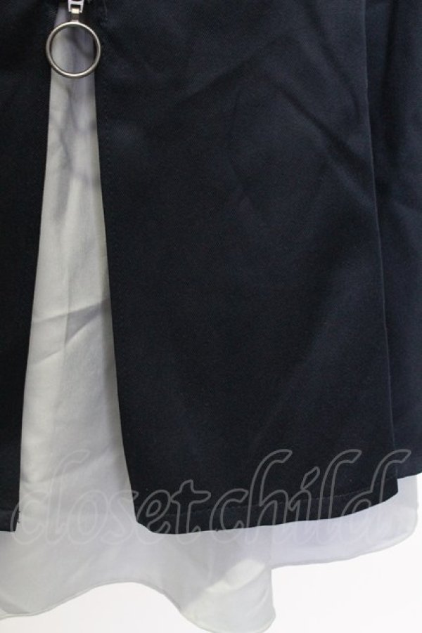 画像4: axes femme / チャイナ刺繍ジップ付スカート  ネイビー T-25-12-31-034-AX-SK-SA-ZT (4)