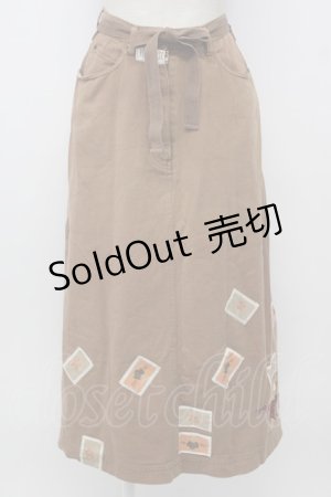 画像: PINK HOUSE / クマワッペン散らしチノスカート  ブラウン T-25-12-31-036-LO-SK-SA-ZT