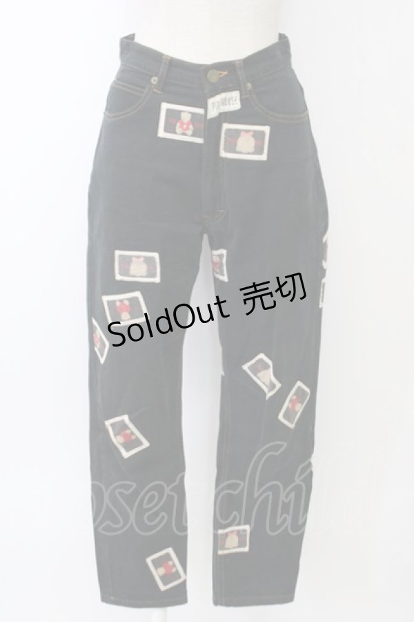 画像1: PINK HOUSE / テディベアワッペンパンツ  ブラック T-25-12-31-037-LO-PA-SA-ZT (1)