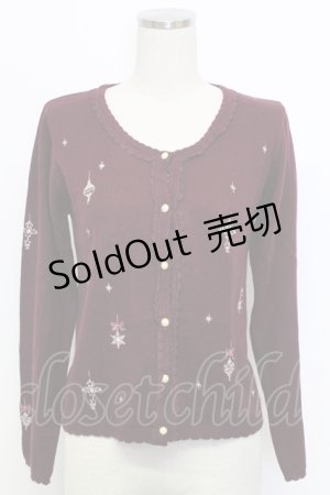 画像: axes femme / オーナメント刺繍ニットカーディガン  ボルドー T-25-12-31-006-AX-TO-SA-ZT