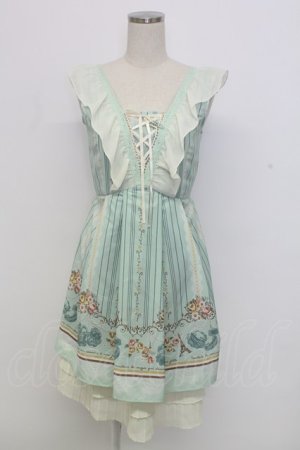 画像: axes femme / ストライプパリメルヘン柄ワンピース  ミント T-25-12-31-038-AX-OP-SA-ZT