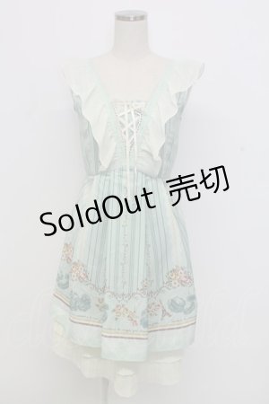 画像: axes femme / ストライプパリメルヘン柄ワンピース  ミント T-25-12-31-038-AX-OP-SA-ZT567