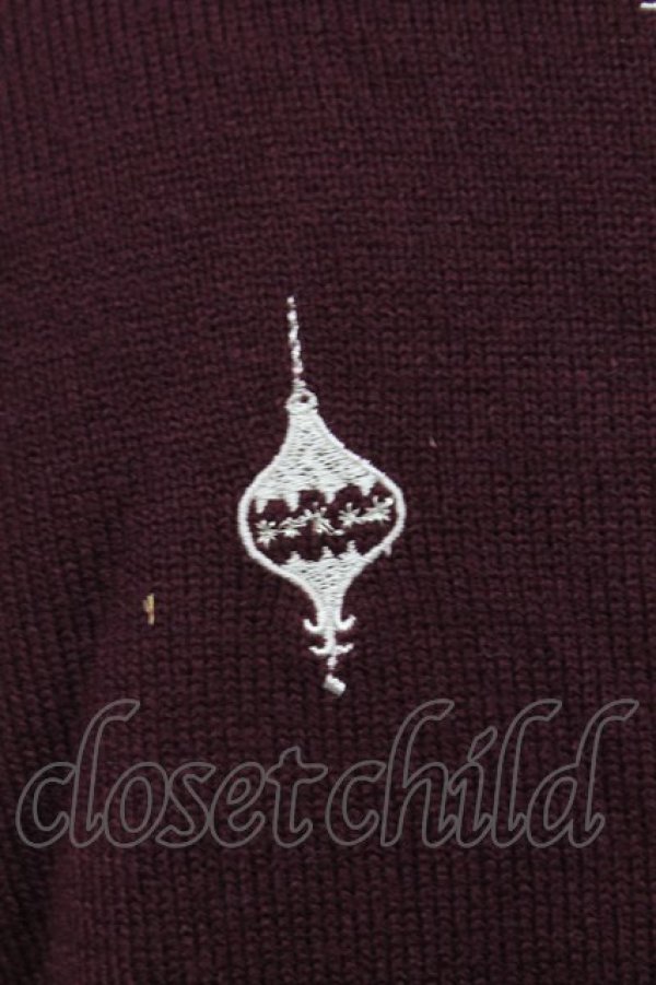 画像4: axes femme / オーナメント刺繍ニットカーディガン  ボルドー T-25-12-31-006-AX-TO-SA-ZT (4)