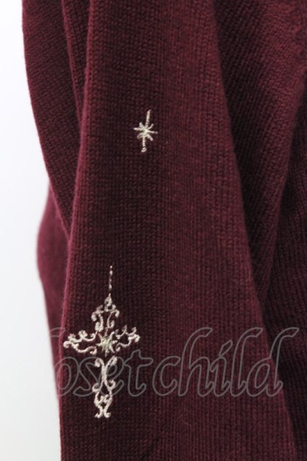 画像5: axes femme / オーナメント刺繍ニットカーディガン  ボルドー T-25-12-31-006-AX-TO-SA-ZT (5)