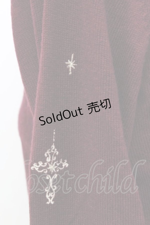 画像5: axes femme / オーナメント刺繍ニットカーディガン  ボルドー T-25-12-31-006-AX-TO-SA-ZT (5)