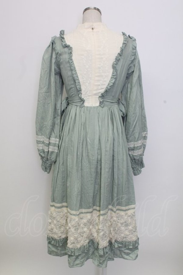 画像2: Miss Point / ハイネックレース長袖ワンピース  グリーンＸアイボリー T-25-12-31-009-0-OP-SA-ZT (2)