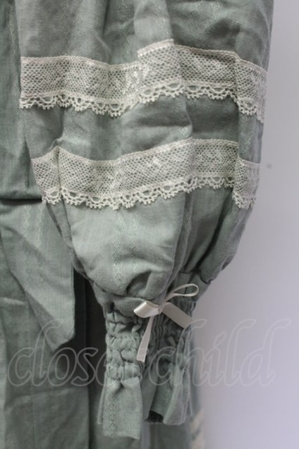 画像4: Miss Point / ハイネックレース長袖ワンピース  グリーンＸアイボリー T-25-12-31-009-0-OP-SA-ZT (4)