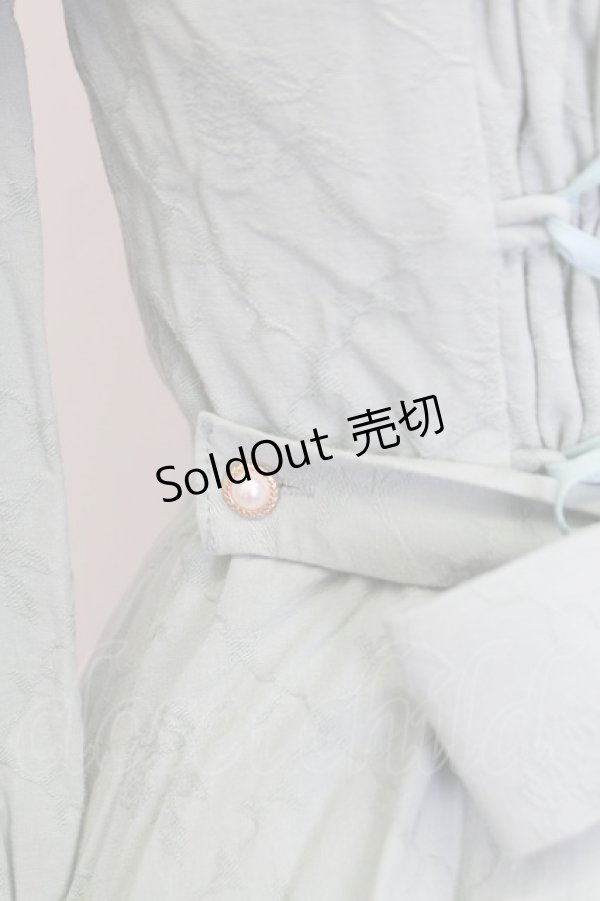 画像3: AURORA BOREALIS / リボンVレース長袖ワンピース M サックスＸアイボリー T-25-12-31-010-0-OP-SA-ZT (3)