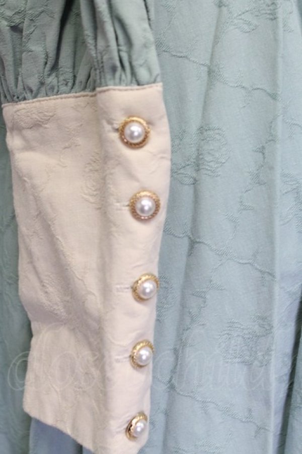 画像5: AURORA BOREALIS / リボンVレース長袖ワンピース M サックスＸアイボリー T-25-12-31-010-0-OP-SA-ZT (5)