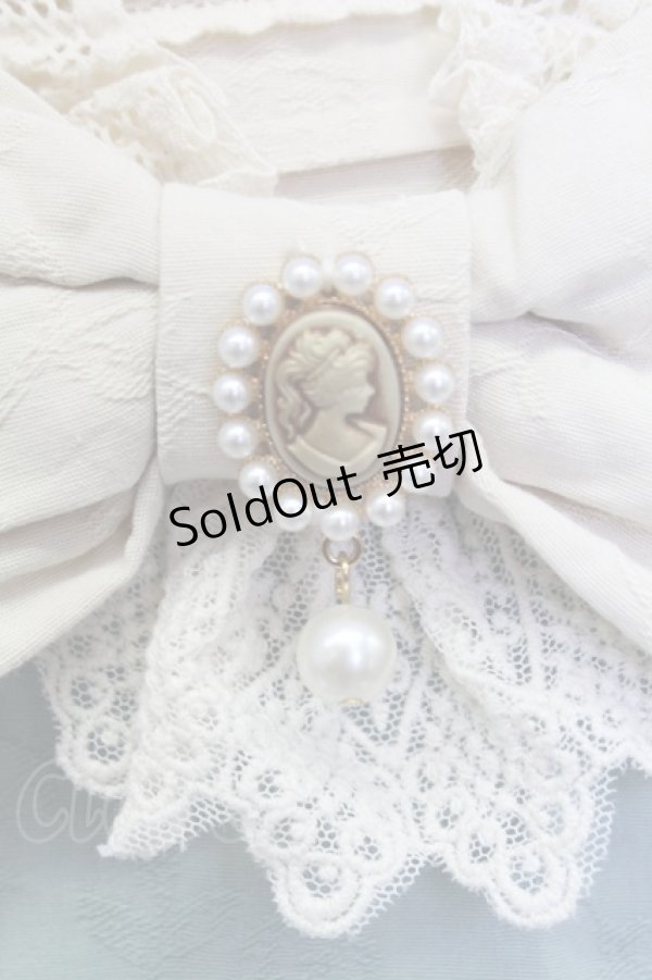 画像6: AURORA BOREALIS / リボンVレース長袖ワンピース M サックスＸアイボリー T-25-12-31-010-0-OP-SA-ZT (6)