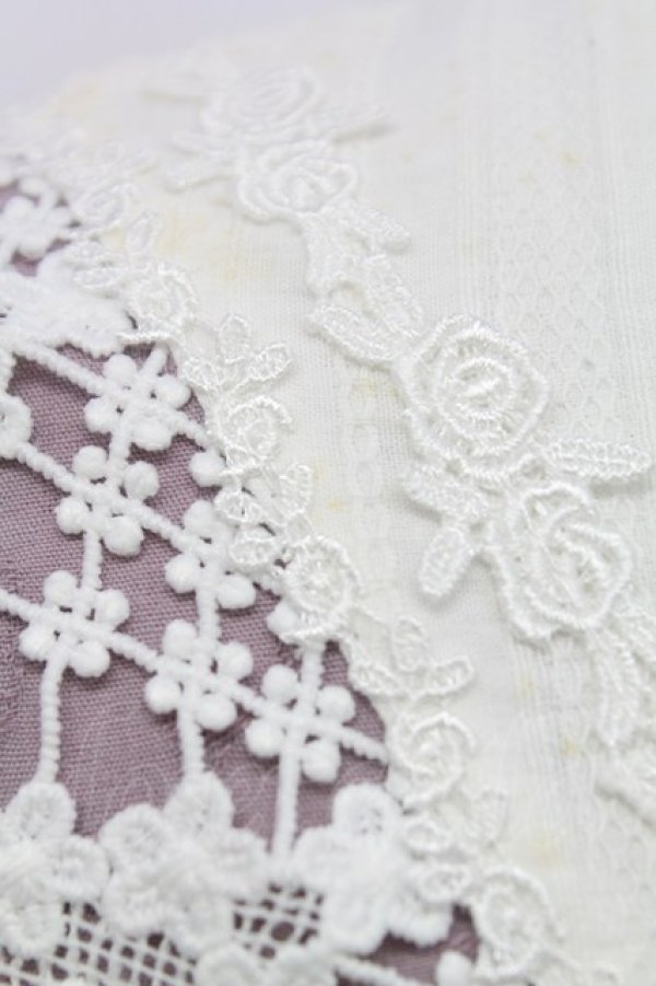 画像5: Avenue Denfer / ハイネックレース薔薇格子刺繍ワンピース S ラベンダーＸ白 T-25-12-31-011-LO-OP-SA-ZT (5)