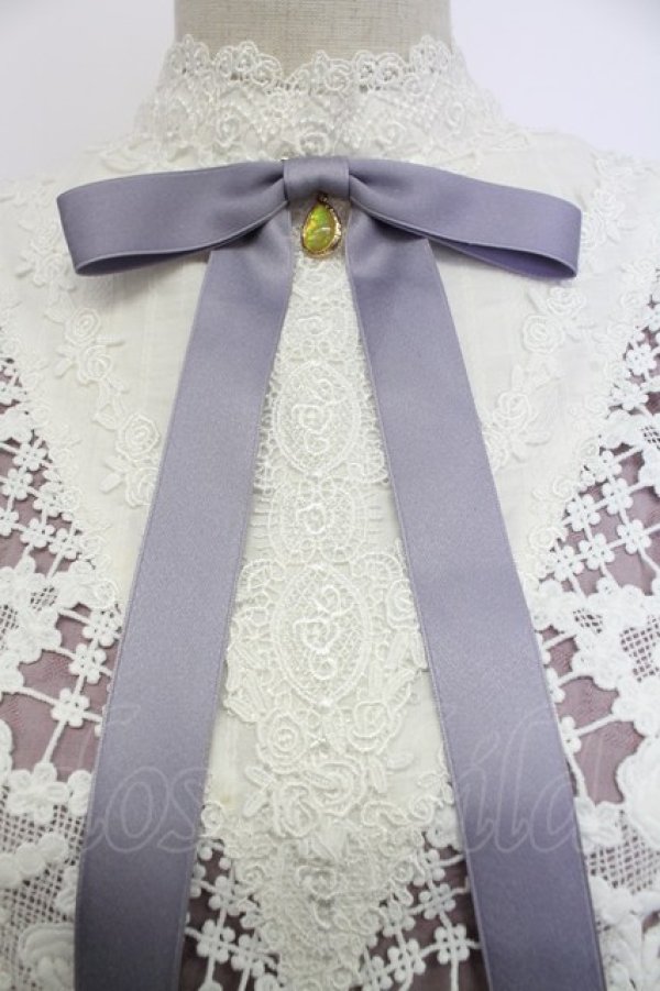 画像6: Avenue Denfer / ハイネックレース薔薇格子刺繍ワンピース S ラベンダーＸ白 T-25-12-31-011-LO-OP-SA-ZT (6)