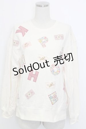 画像: PINK HOUSE / ワッペン&アルファベットスウェット  アイボリー T-25-12-31-002-LO-OP-SA-ZT