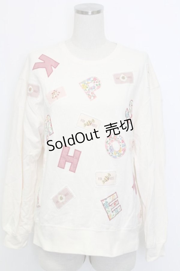 画像1: PINK HOUSE / ワッペン&アルファベットスウェット  アイボリー T-25-12-31-002-LO-OP-SA-ZT (1)