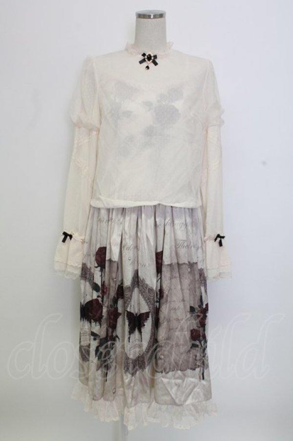 画像1: 熊逗醤 / 薔薇&蝶プリントジャンパースカートセット  アイボリー T-25-12-31-012-0-OP-SA-ZT (1)