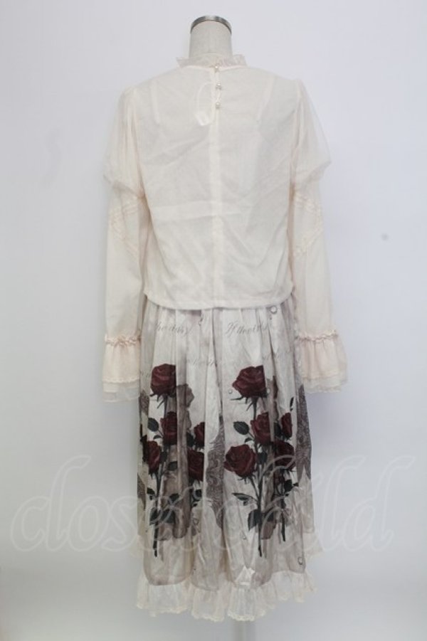 画像2: 熊逗醤 / 薔薇&蝶プリントジャンパースカートセット  アイボリー T-25-12-31-012-0-OP-SA-ZT (2)