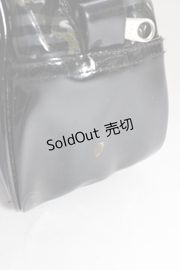 画像6: PEACE NOW / ストライプ柄ハンドバッグ  黒ＸグレーＸ黄色 T-26-01-04-002-PU-BG-SA-ZT (6)