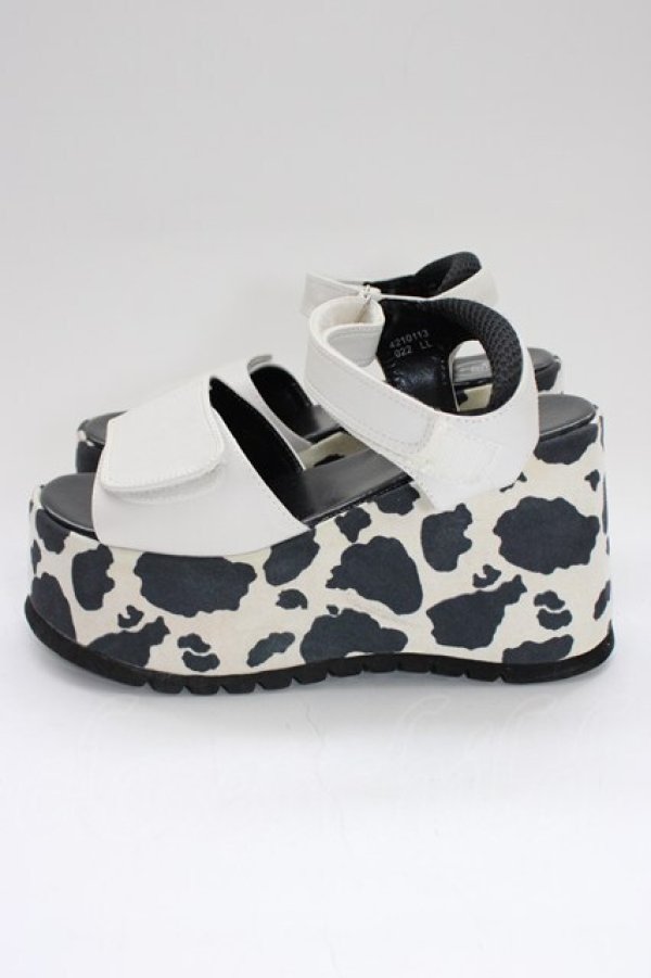 画像3: YOSUKE / 牛柄厚底サンダル LL 黒Ｘ白 T-26-01-04-027-PU-SH-SA-ZT (3)