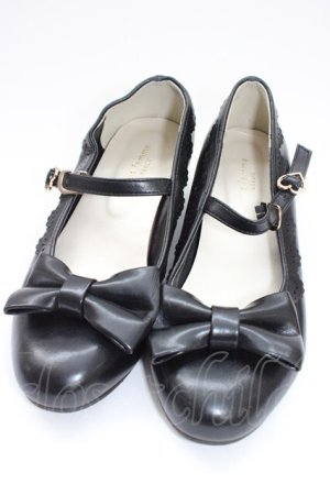 画像: axes femme Kawaii / ローヒールリボンパンプス L 黒 T-26-01-04-030-AX-SH-SA-ZT