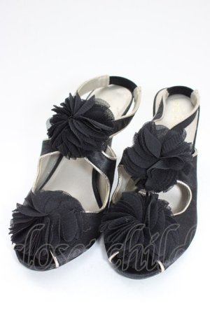 画像: axes femme / シフォンフラワーパンプス M 黒 T-26-01-04-031-AX-SH-SA-ZTK028