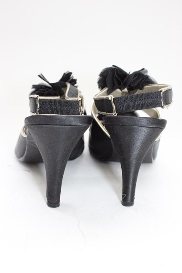 画像2: axes femme / シフォンフラワーパンプス M 黒 T-26-01-04-031-AX-SH-SA-ZT (2)
