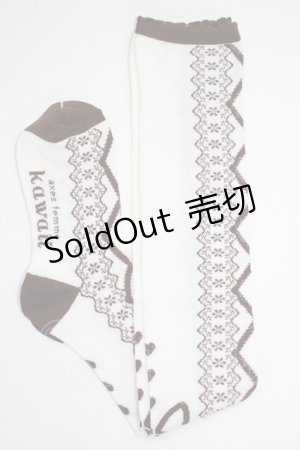 画像: axes femme Kawaii / レースアップ柄オーバーニー  茶 T-26-01-04-007-AX-ZA-SA-ZT